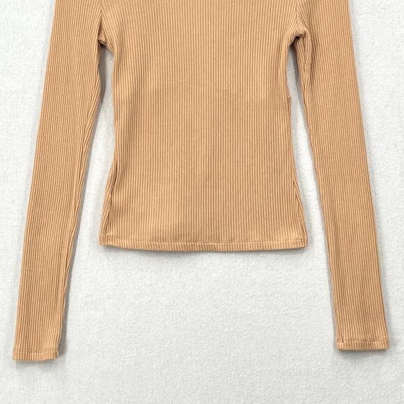 FAVORITE DAUGHTER Kate Ribbed Bustier Knit Top Womens S Tan V Neck Long Sleeve - Picture 8 of 14